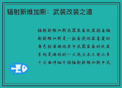 辐射新维加斯：武装改装之道